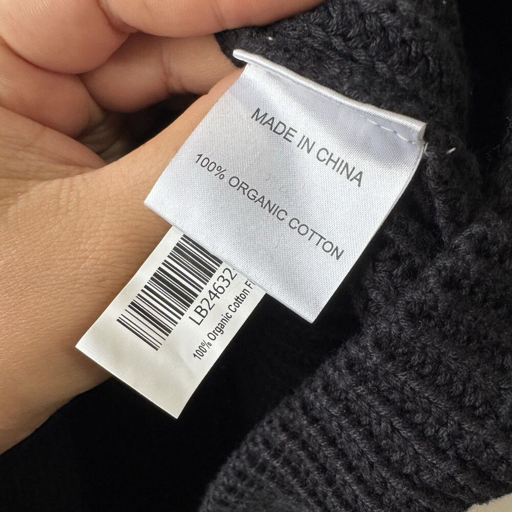 NEW Quince Sz L 100% Organic Cotton Fisherman Crew Neck Black Sweater Women’s - Picture 15 of 16